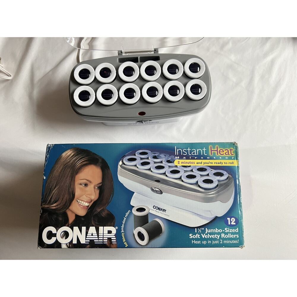 Conair Instant Heat Hair Setter 12 Velvet Flocked Hot Rollers NO clips Pagent